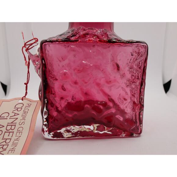 Vintage Hand Blown Pilgrim Crinkle Glass Cranberry Small Pitcher - Picture 4 of 16